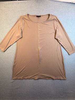 Alfani Tunic Top Size L Tan 3/4 Sleeve Scoop Neck